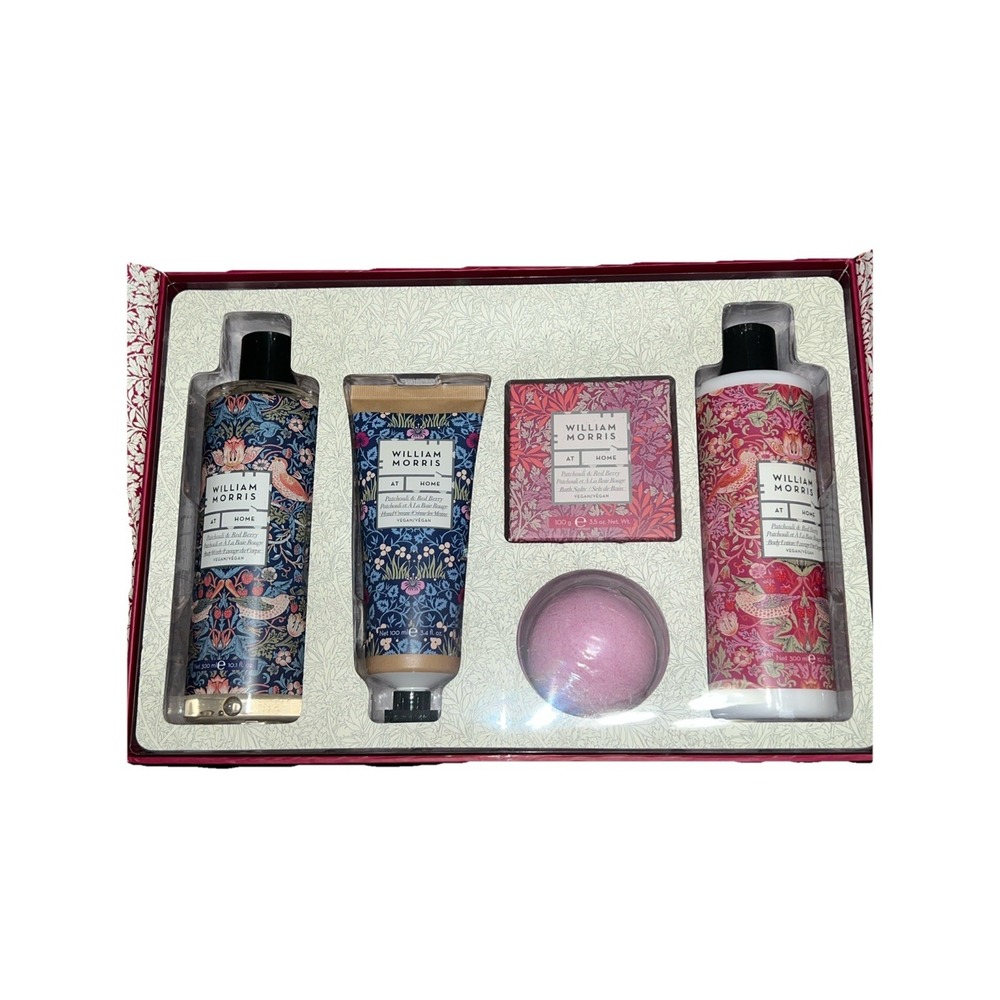 William Morris At Home Luxury STRAWBERRY THIEF Body Care Gift‎ Set 5 Items New